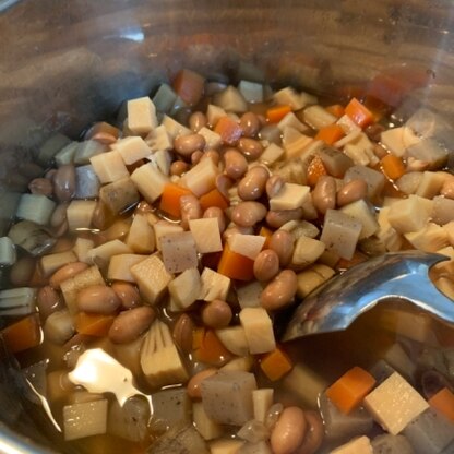 レシピを参考にさせていただきました。余った節分豆が美味しい煮物になりました。